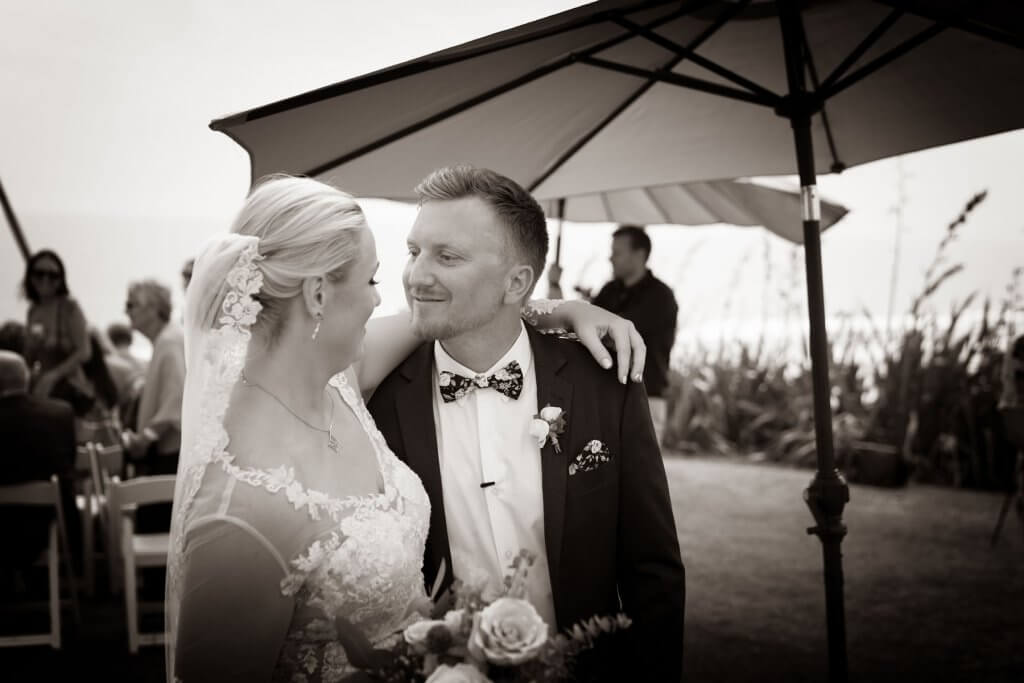 Real Bride Jamielle wearing her Custom Harriett Falvey Wedding Dress and Veil Made in New Zealand